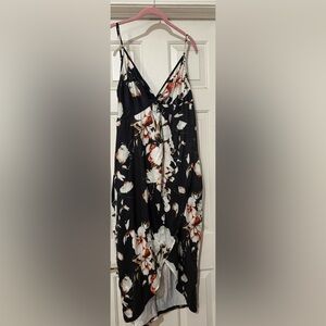 SHEIN Black Floral High Low Dress